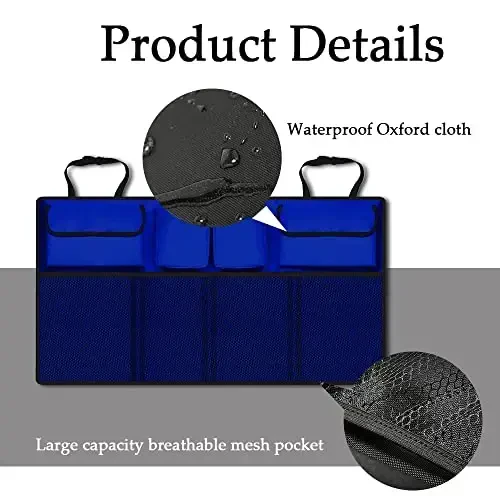 ASUBHA Car Trunk Organizer and Storage, Large Capacity Backseat Trunk Organizer Car Accessories, Collapsible Car Storage Bag with 8 Pocekt, Backseat Car Organizer for SUV/MPV/Truck - 3