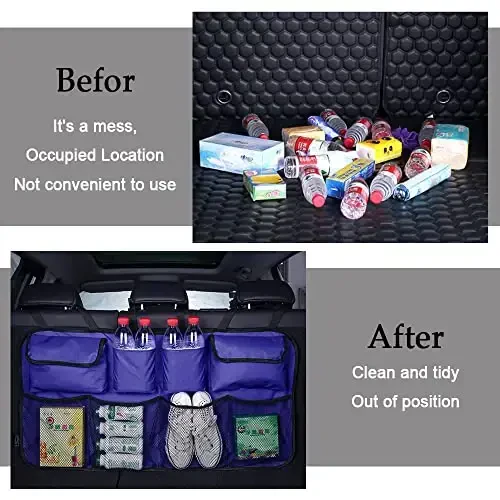 ASUBHA Car Trunk Organizer and Storage, Large Capacity Backseat Trunk Organizer Car Accessories, Collapsible Car Storage Bag with 8 Pocekt, Backseat Car Organizer for SUV/MPV/Truck - 4