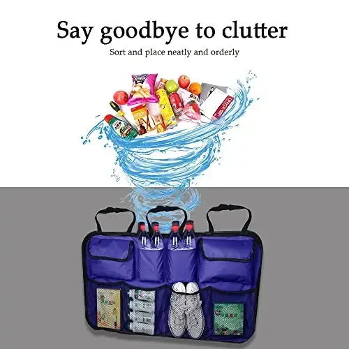 ASUBHA Avtomobil Magistralining Tashkilotchisi va Saqlash, Katta hajmli orqa o'rindiqli Magistral Tashkilotchisi Avtomobil Aksessuarlari, 8 ta cho'ntakli yig'iladigan Avtomobil Saqlash sumkasi, SUV/MPV/Yuk mashinasi uchun orqa o'rindiqli Avtomobil Tashkilotchisi - 5