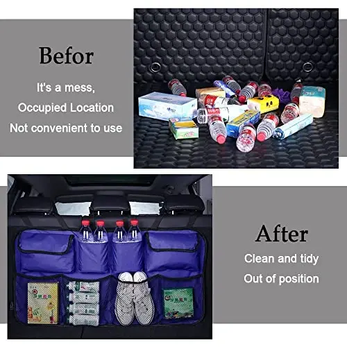 ASUBHA Car Trunk Organizer and Storage, Large Capacity Backseat Trunk Organizer Car Accessories, Collapsible Car Storage Bag with 8 Pocekt, Backseat Car Organizer for SUV/MPV/Truck - 5