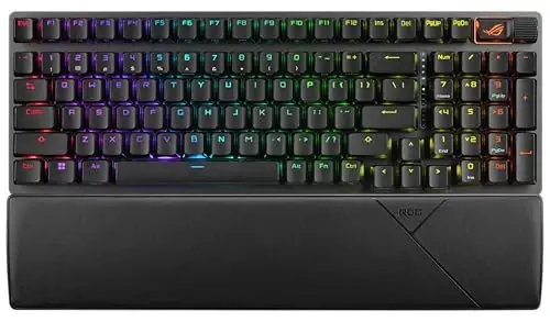 ASUS ROG Strix Scope II 96 Wireless Mechanical Gaming Keyboard – 96% Full-Size, Tri-Mode Connectivity, Hot Swappable Pre-lubed ROG NX Storm Clicky Switches, PBT Keycaps, RGB, PC/Mac Support - Black - MODAZONE