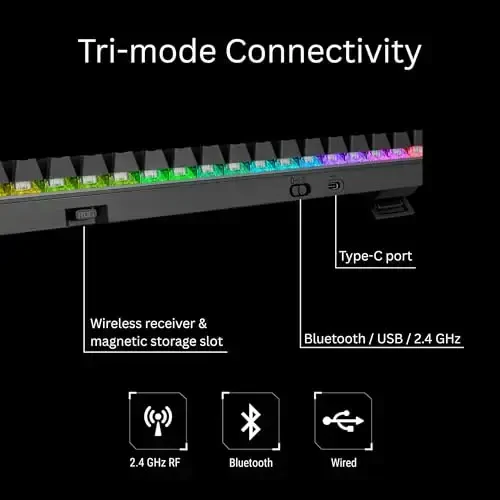ASUS ROG Strix Scope II 96 Wireless Gaming Keyboard, Tri-Mode Connection, Dampening Foam & Switch-Dampening Pads, Hot-Swappable Pre-lubed ROG NX Snow Switches, PBT Keycaps, RGB-Black - 4