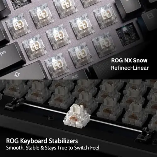 ASUS ROG Strix Scope II 96 Wireless Mechanical Gaming Keyboard – 96% Full-Size, Tri-Mode Connectivity, Hot Swappable Pre-lubed ROG NX Snow Linear Switches, PBT Keycaps, RGB, PC/Mac Support-Black - 5