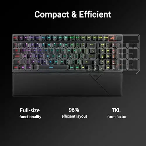 ASUS ROG Strix Scope II 96 RX Wireless Optical Gaming Keyboard – 96% Full-Size, Tri-Mode Connectivity, Pre-lubed ROG RX Red Linear Switches PBT Keycaps, RGB, PC/Mac Support - Black - ASUS (1)