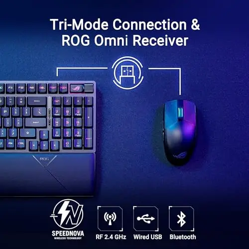 ASUS ROG Strix Scope II 96 RX Wireless Optical Gaming Keyboard – 96% Full-Size, Tri-Mode Connectivity, Pre-lubed ROG RX Red Linear Switches PBT Keycaps, RGB, PC/Mac Support - Black - 6