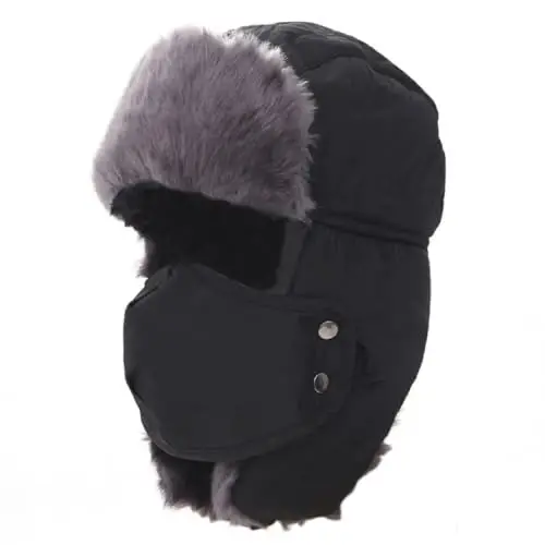 ASWER Trapper Warm Russian Trooper Hat Winter Skiing Cap Women Men Windproof - 5