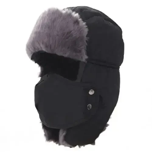 ASWER Trapper Warm Russian Trooper Hat Winter Skiing Cap Women Men Windproof - 5