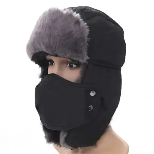 ASWER Trapper Warm Russian Trooper Hat Winter Skiing Cap Women Men Windproof - 6
