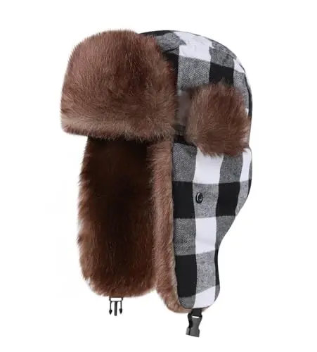 ASWER Trapper Warm Russian Trooper Hat Winter Skiing Cap Women Men Windproof - ASWER