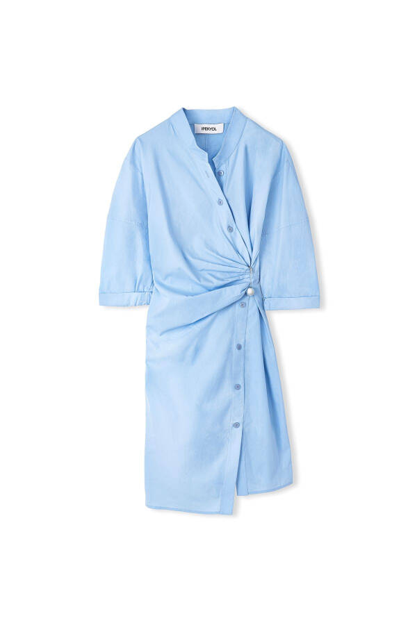 Asymmetric button-up shirt dress - 25