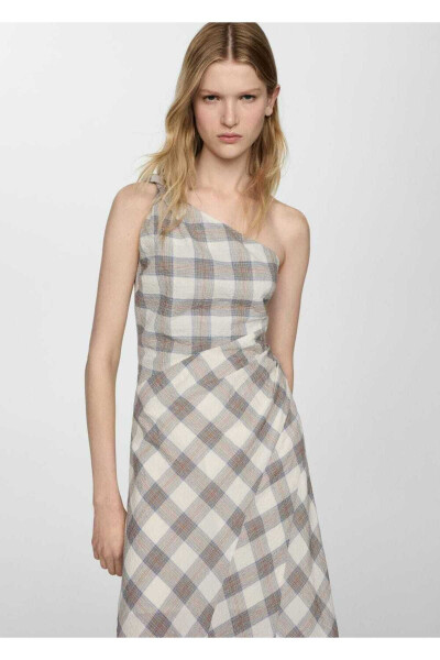 Asymmetric checked dress - MANGO