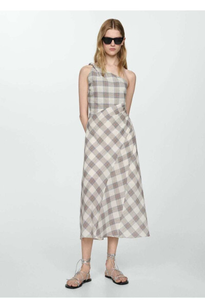 Asymmetric checked dress - MANGO (1)