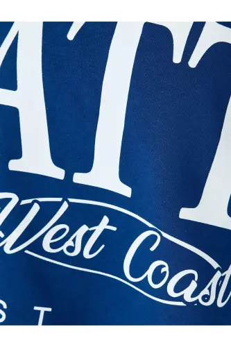 Asymmetric Collar College Print Oversize Short Sleeve T-shirt - 6