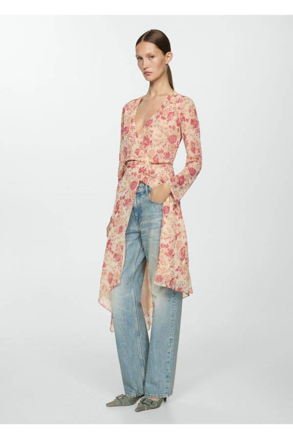 Asymmetric Floral Dress - 8
