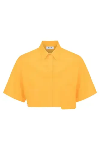 Asymmetric pocket, crop top shirt. - 3