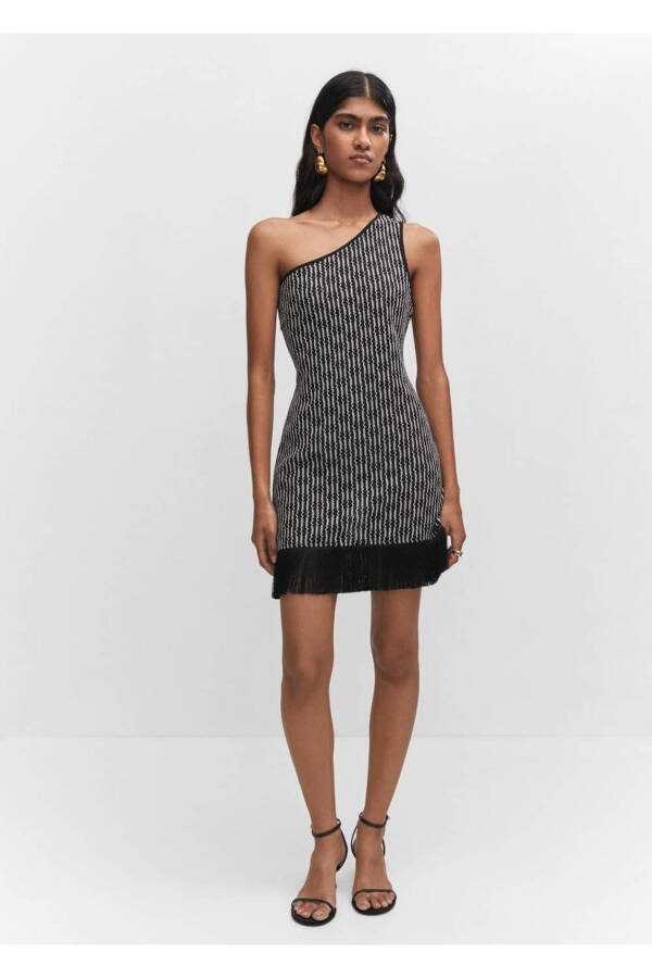 Asymmetrical Dress with Tassel Details - 2