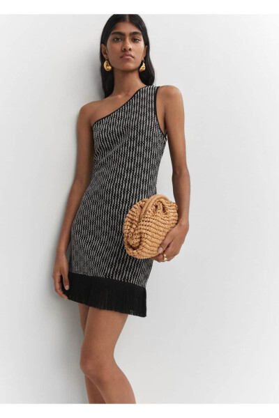 Asymmetrical Dress with Tassel Details - 6