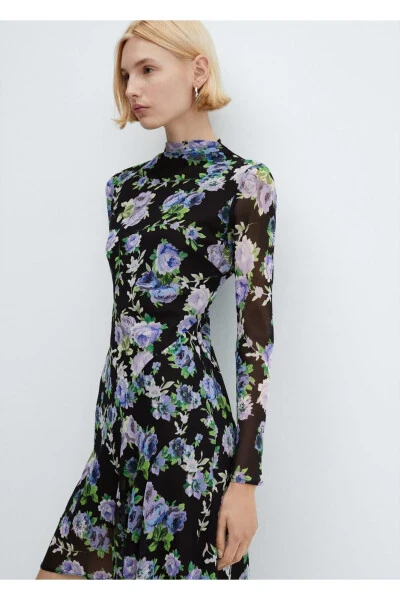 Asymmetrical Floral Dress - MANGO