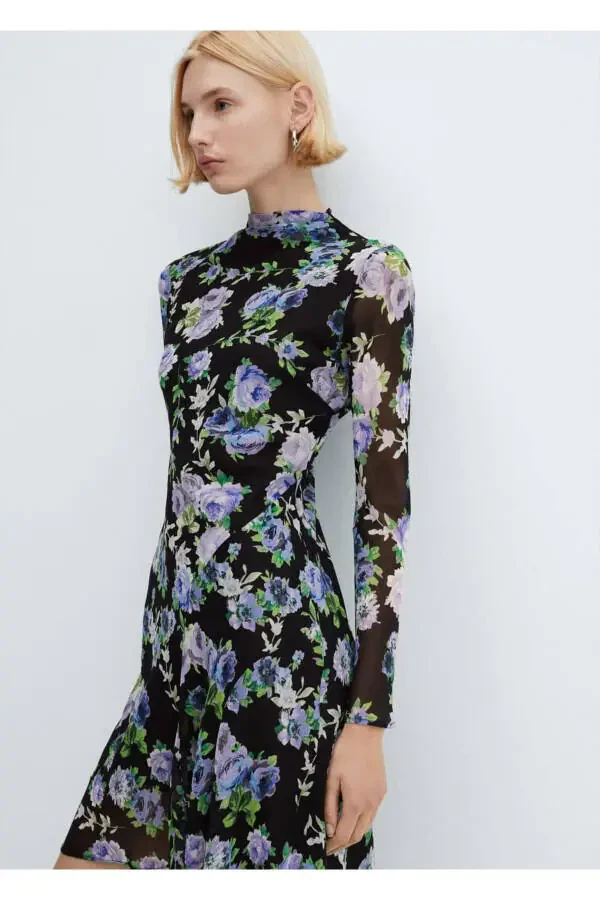 Asymmetrical Floral Dress - 1