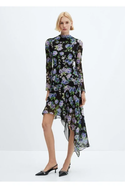 Asymmetrical Floral Dress - MANGO (1)