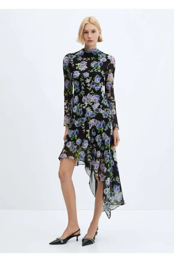 Asymmetrical Floral Dress - 2