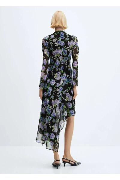 Asymmetrical Floral Dress - 4