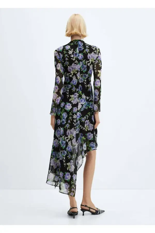 Asymmetrical Floral Dress - 4