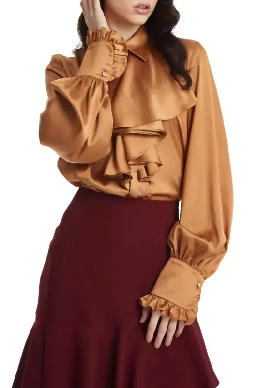 Asymmetrical Layered Midi Length A-Line Cut Bohemian Burgundy Skirt 39031 - 2
