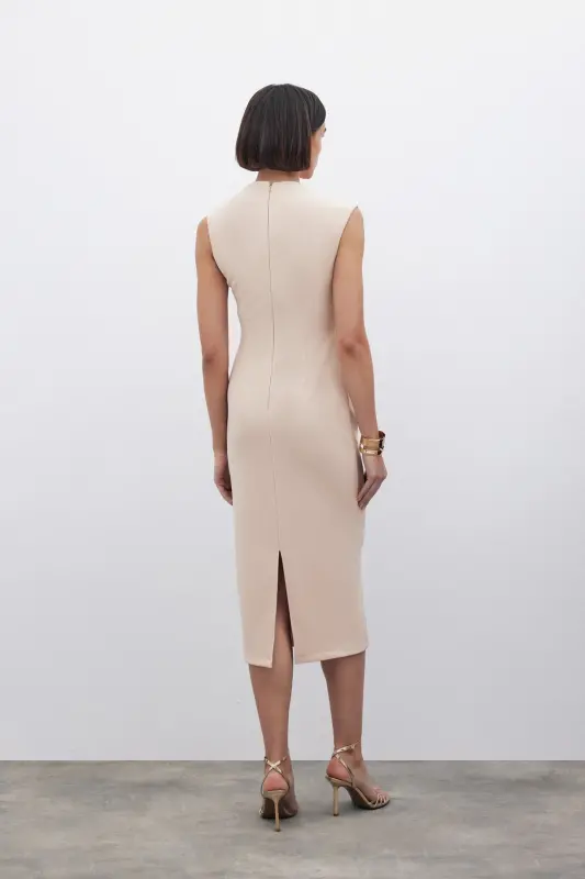 Asymmetrical Midi Dress - BEIGE-BEIGE - 7
