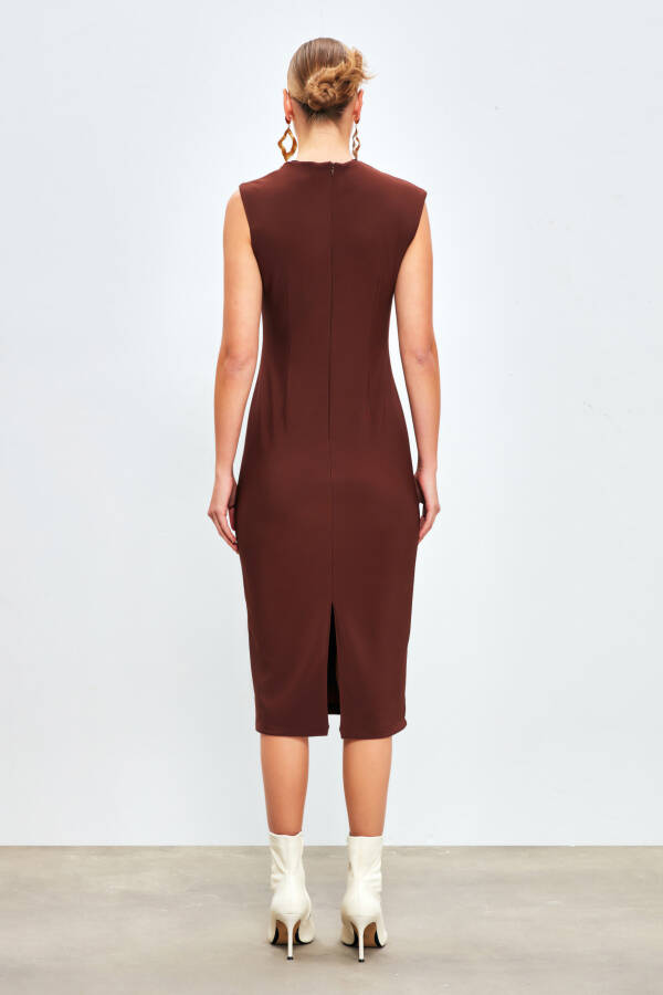 Asymmetrical Midi Dress - Coffee - 12