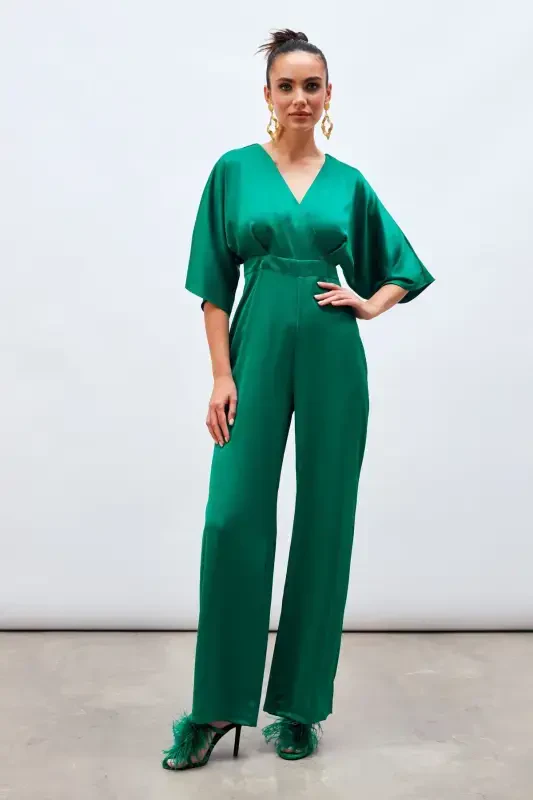 Asymmetrical Relaxed Jumpsuit - EMERALD - 3