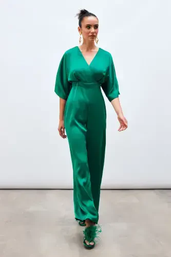 Asymmetrical Relaxed Jumpsuit - EMERALD - 4