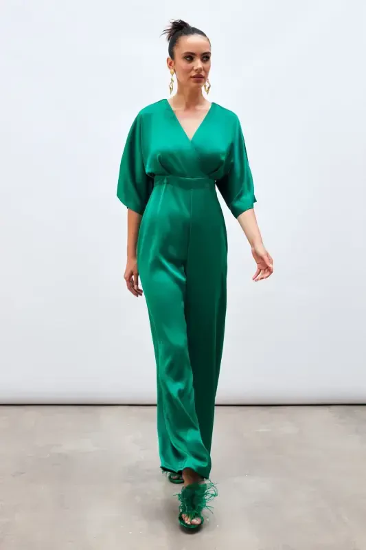 Asymmetrical Relaxed Jumpsuit - EMERALD - 4