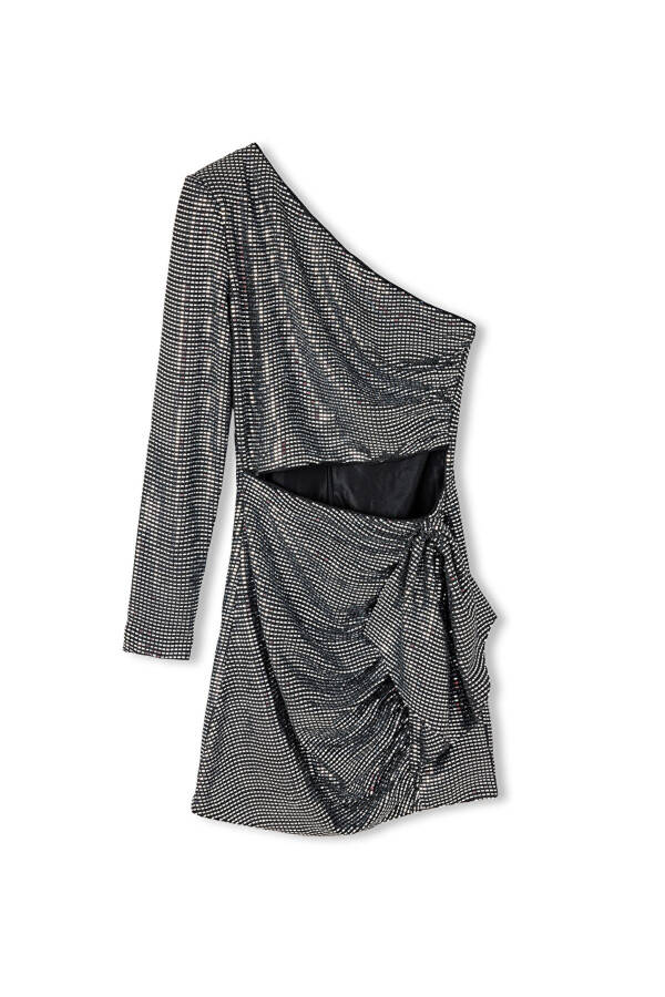 Asymmetrical sleeve cutout dress - 3
