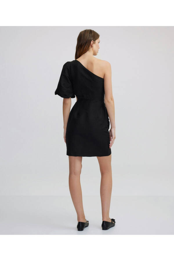 Asymmetrical sleeve mini dress - 6