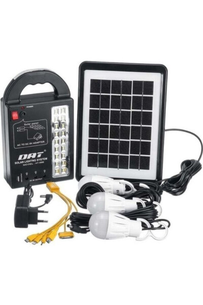 At-999 Güneş Enerjili Solar Panel Aydınlatma Sistemi Powerbank+usb Çıkış+ 3 Ampül Lamba Kamp Piknik - 1