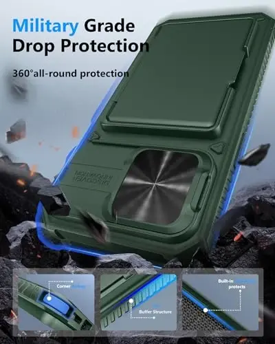 ATATOO для iPhone 14 Pro Max, встроенный держатель карт (3-5 карт) и сдвижная крышка камеры, защита военного класса, прочный и долговечный чехол-бумажник для 14 Pro Max 6.7