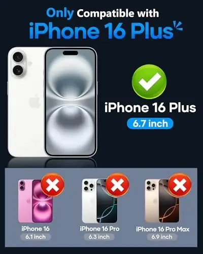 ATATOO для iPhone 16 Plus, чехол-кошелек, встроенный держатель карт (3-5 карт), подставка и крышка камеры, противоударный силиконовый чехол с подставкой для iPhone 16 Plus 2024, черный - ATATOO (1)