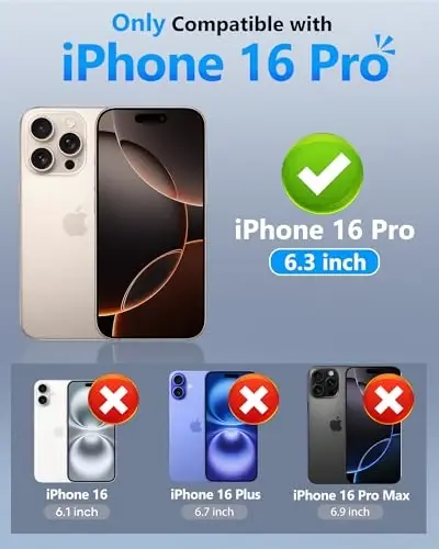 ATATOO для iPhone 16 Pro Case Wallet, встроенный держатель карт (3-5 карт) [RFID Blocking] и сдвижная крышка камеры, защита военного класса, прочный силиконовый чехол для iPhone 16 Pro 6.3