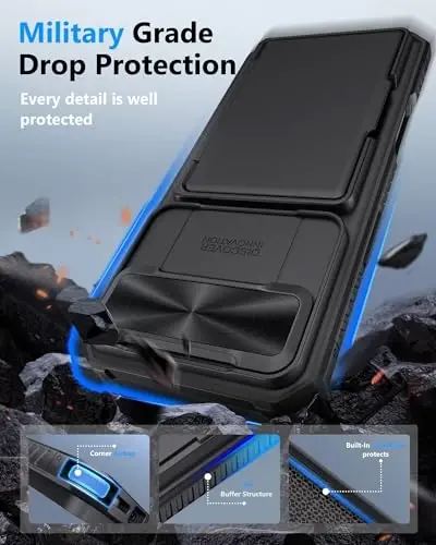 ATATOO для iPhone Air Case Wallet, встроенный держатель карт (3-5 карт) [блокировка RFID] и сдвижная крышка камеры, защита военного уровня, защитный чехол для iPhone Air (17Air) 2025 6.5