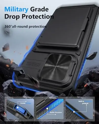 ATATOO for iPhone 14 Pro Max Case Wallet, Built-in Card Holder (3-5 Cards) [RFID Blocking] & Slide Camera Cover, Military Grade Protection, Rugged Silicone Phone Case for 14 Pro Max 6.7