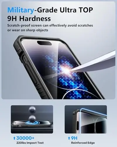 ATATOO for iPhone 14 Pro Max Case Wallet with HD Tempered Glass Screen Protector [2 Pack], Card Holder & Slide Camera Cover, Military Grade Protection, Protective Case for iPhone 14 Pro Max, Black - 2
