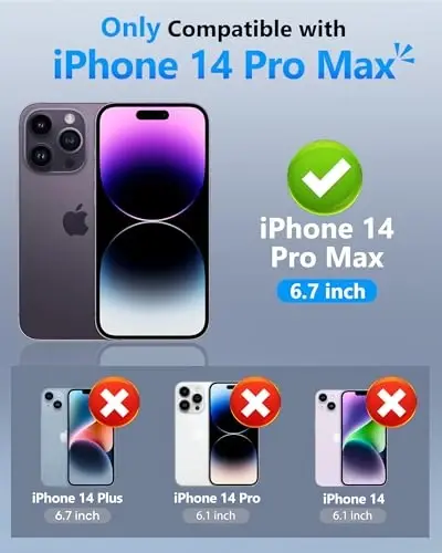 ATATOO for iPhone 14 Pro Max hamyon g'ilofi, ichiga o'rnatilgan karta ushlagichi (3-5 karta) & kamera qopqog'i & RFID blokirovkasi, harbiy darajadagi himoya, zarbga chidamli telefon g'ilofi 14 Pro Max 6.7