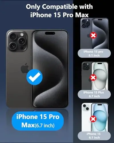 ATATOO for iPhone 15 Pro Max Case, Built-in Card Holder (Store 3-5 Cards) & Slide Camera Cover, Military Grade Protection, Hard Wallet Phone Case for iPhone 15 Pro Max 6.7