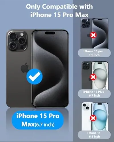 ATATOO for iPhone 15 Pro Max Case Wallet, Built-in Card Holder (Store 3-5 Cards) & Slide Lens Cover, Military Grade Protection, Rugged Silicone Protective Phone Cover for iPhone 15 Pro Max, Red - 2