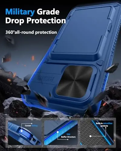 ATATOO for iPhone 15 Pro Max Wallet Case, Built-in Card Holder (3-5 Cards) & Slide Camera Cover, Military Grade Protection, Rugged Shockproof Phone Case for iPhone 15 Pro Max 6.7