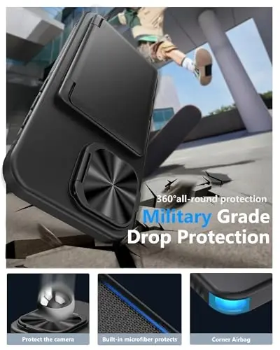 ATATOO for iPhone 16 Case Wallet, Built-in Card Holder (3-5 Cards) & Stand & Camera Cover, Military Grade Protection Rugged Silicone Kickstand Phone Case for iPhone 16 6.1