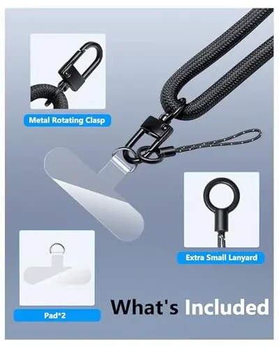 ATATOO for iPhone 16 Case Wallet with Lanyard, Phone Strap Crossbody for Women Men, Card Holder, Slide Camera Cover, Military Grade Protection, Case for iPhone 16 6.1