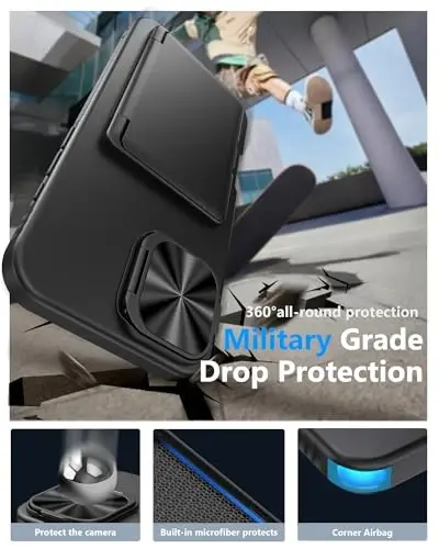 ATATOO for iPhone 16 Plus Case Wallet, Built-in Card Holder (3-5 Cards) & Stand & Camera Cover, Military Grade Protection Rugged Silicone Kickstand Phone Case for iPhone 16 Plus 2024, Black - 5