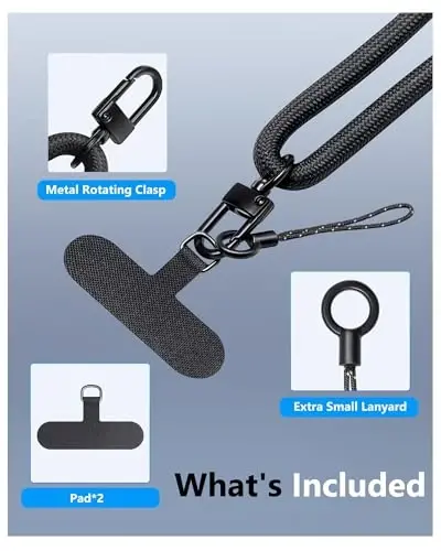 ATATOO for iPhone 16 Plus Case Wallet with Lanyard, Phone Strap Crossbody for Women Men, Card Holder, Slide Camera Cover, Military Grade Protection, Case for iPhone 16 Plus 6.7